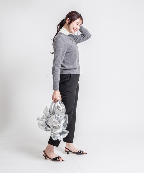 HELOYSE(エロイーズ)の「【HELOYSE/エロイーズ】フリルトートバッグ bobbonbutterfly tote PU leather S(トートバッグ・レディース・シルバー/ブラック・FREE)」の22枚目の写真