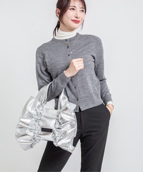 HELOYSE(エロイーズ)の「【HELOYSE/エロイーズ】フリルトートバッグ bobbonbutterfly tote PU leather S(トートバッグ・レディース・シルバー/ブラック・FREE)」の18枚目の写真