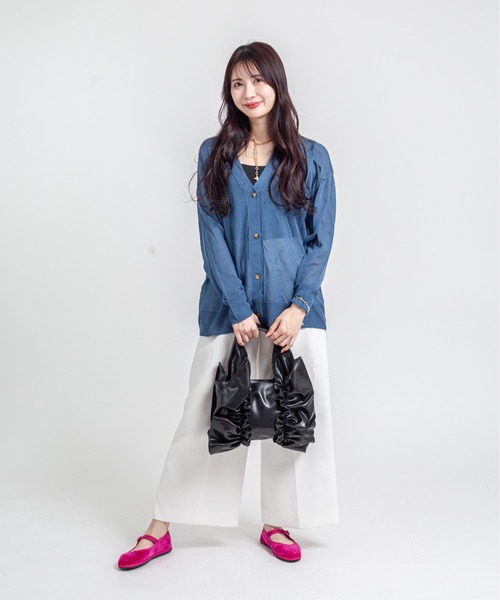 HELOYSE(エロイーズ)の「【HELOYSE/エロイーズ】フリルトートバッグ bobbonbutterfly tote PU leather S(トートバッグ・レディース・シルバー/ブラック・FREE)」の10枚目の写真