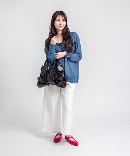 HELOYSE(エロイーズ)の「【HELOYSE/エロイーズ】フリルトートバッグ bobbonbutterfly tote PU leather S(トートバッグ・レディース・シルバー/ブラック・FREE)」の11枚目の写真