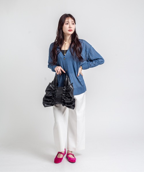 HELOYSE(エロイーズ)の「【HELOYSE/エロイーズ】フリルトートバッグ bobbonbutterfly tote PU leather S(トートバッグ・レディース・シルバー/ブラック・FREE)」の9枚目の写真