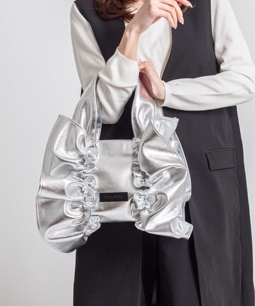 HELOYSE(エロイーズ)の「【HELOYSE/エロイーズ】フリルトートバッグ bobbonbutterfly tote PU leather S(トートバッグ・レディース・シルバー/ブラック・FREE)」の13枚目の写真