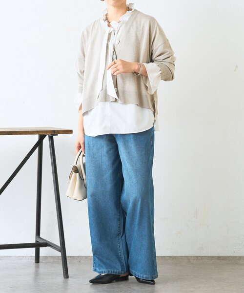 Jena espace merveilleux（ジェナ　エスパスメルヴェイユ）の「【体系カバー◎】シェルボタンカーディガン（カーディガン/ボレロ・レディース・ベージュ/ライトグレー・FREE）」の15枚目の写真