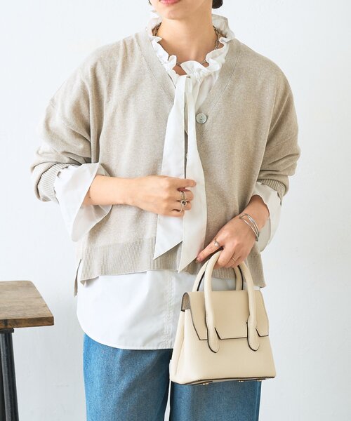 Jena espace merveilleux（ジェナ　エスパスメルヴェイユ）の「【体系カバー◎】シェルボタンカーディガン（カーディガン/ボレロ・レディース・ベージュ/ライトグレー・FREE）」の19枚目の写真