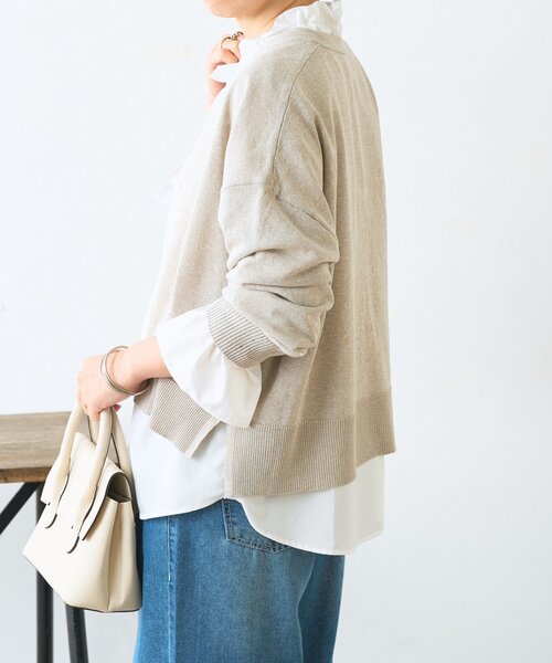 Jena espace merveilleux（ジェナ　エスパスメルヴェイユ）の「【体系カバー◎】シェルボタンカーディガン（カーディガン/ボレロ・レディース・ベージュ/ライトグレー・FREE）」の21枚目の写真