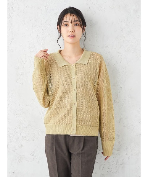 HARUYAMA(ハルヤマ)の「Emilyan リネンライクポロカーディガン(カーディガン/ボレロ・レディース・イエロー/チャコールグレー/ブルー・F)」の3枚目の写真