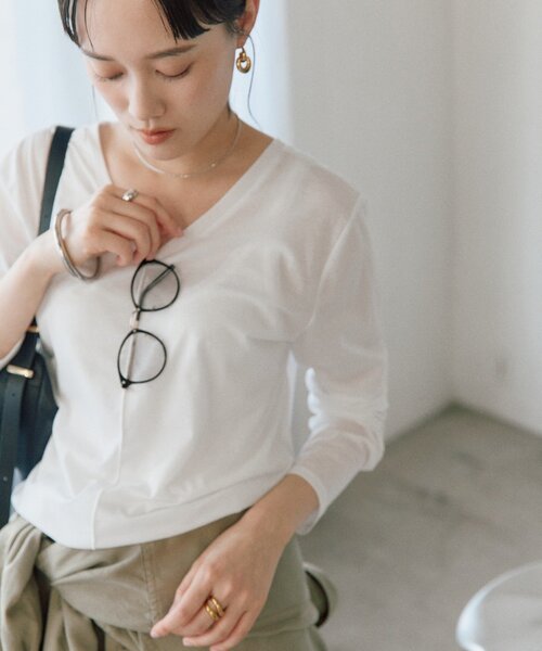 RIVE DROITE(リヴドロワ)の「【着回し力抜群】2wayセミシアーロンTee(Tシャツ/カットソー・レディース・ブラック/ピンク/ホワイト・FREE)」の2枚目の写真