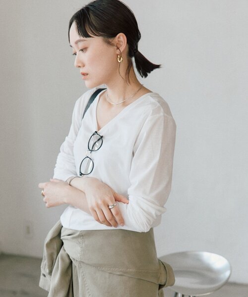 RIVE DROITE(リヴドロワ)の「【着回し力抜群】2wayセミシアーロンTee(Tシャツ/カットソー・レディース・ブラック/ピンク/ホワイト・FREE)」の14枚目の写真