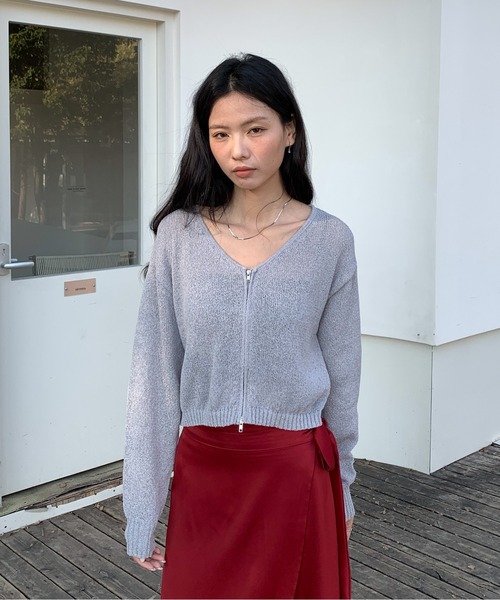Siel(シエル)の「ジップシアーカーディガン 冬服(カーディガン/ボレロ・レディース・グレー/ホワイト/ライトブルー/ブラック・FREE)」の18枚目の写真