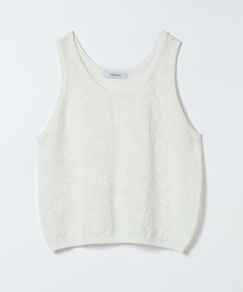 JEANASIS（ジーナシス）の「フラワーパターンニットタンク/663964（ベスト・レディース・ブラック/ホワイト・FREE）」の2枚目の写真