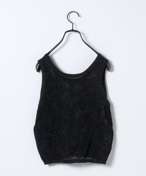 JEANASIS（ジーナシス）の「フラワーパターンニットタンク/663964（ベスト・レディース・ブラック/ホワイト・FREE）」の9枚目の写真