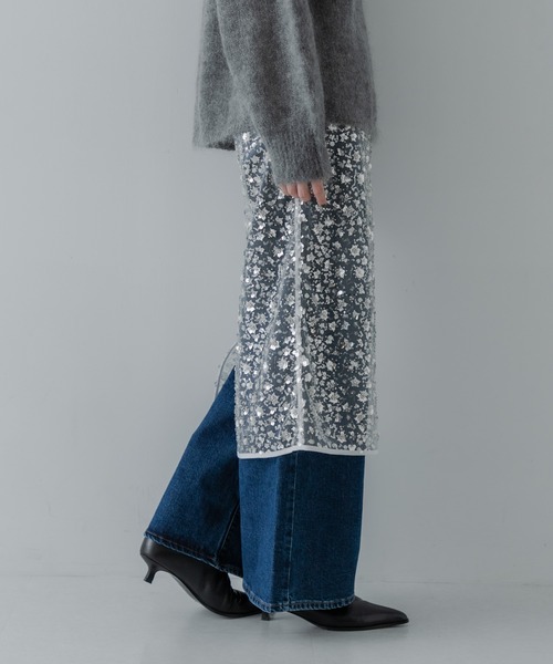 URBAN RESEARCH（アーバンリサーチ）の「スパンコールチュールレイヤードスカート（スカート・レディース・オフホワイト・FREE）」の3枚目の写真