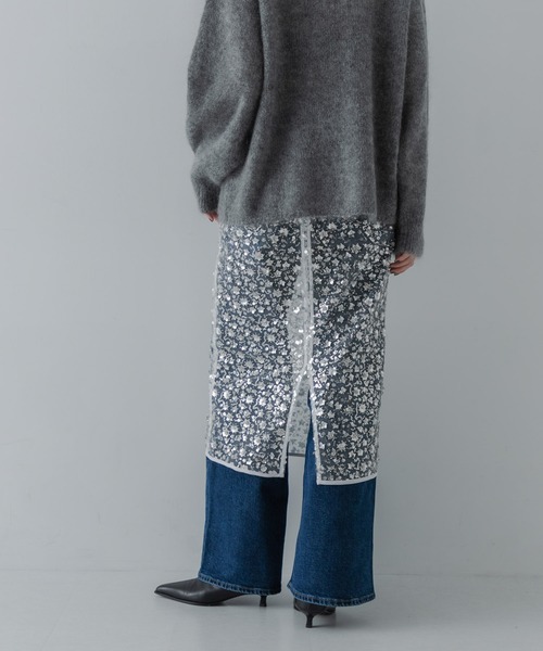 URBAN RESEARCH（アーバンリサーチ）の「スパンコールチュールレイヤードスカート（スカート・レディース・オフホワイト・FREE）」の5枚目の写真