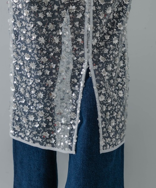 URBAN RESEARCH（アーバンリサーチ）の「スパンコールチュールレイヤードスカート（スカート・レディース・オフホワイト・FREE）」の6枚目の写真