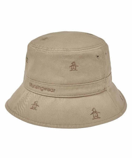 MUNSINGWEAR(マンシングウェア)の「コットンツイルペンギン飛び柄刺しゅうバケットハット(ハット・メンズ・ベージュ/ネイビー/ホワイト・L/M)」の2枚目の写真