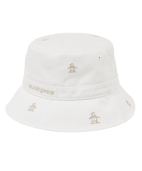MUNSINGWEAR(マンシングウェア)の「コットンツイルペンギン飛び柄刺しゅうバケットハット(ハット・メンズ・ベージュ/ネイビー/ホワイト・L/M)」の4枚目の写真
