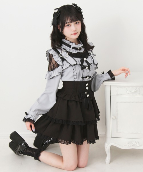 DearMyLove(ディアマイラブ)の「キラキラハートチョーカーベルトレースブラウス(シャツ/ブラウス・レディース・ホワイト/ブラック/ブルーグレー・3L/LARGE/MEDIUM)」の21枚目の写真