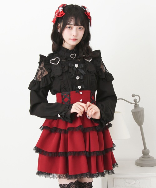 DearMyLove(ディアマイラブ)の「キラキラハートチョーカーベルトレースブラウス(シャツ/ブラウス・レディース・ホワイト/ブラック/ブルーグレー・3L/LARGE/MEDIUM)」の22枚目の写真