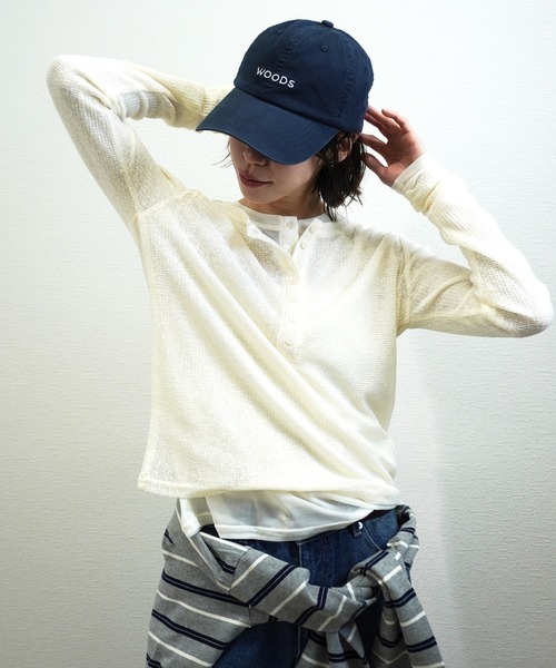 gossara(ゴサラ)の「【1枚持っておきたい】パワーネットレイヤードヘンリープルオーバー(Tシャツ/カットソー・レディース・Off White/ブラック・FREE)」の1枚目の写真