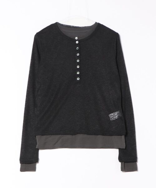 gossara(ゴサラ)の「【1枚持っておきたい】パワーネットレイヤードヘンリープルオーバー(Tシャツ/カットソー・レディース・Off White/ブラック・FREE)」の14枚目の写真