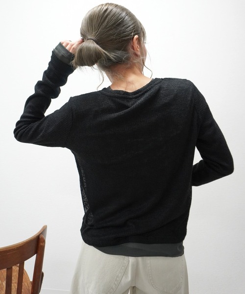 gossara(ゴサラ)の「【1枚持っておきたい】パワーネットレイヤードヘンリープルオーバー(Tシャツ/カットソー・レディース・Off White/ブラック・FREE)」の10枚目の写真