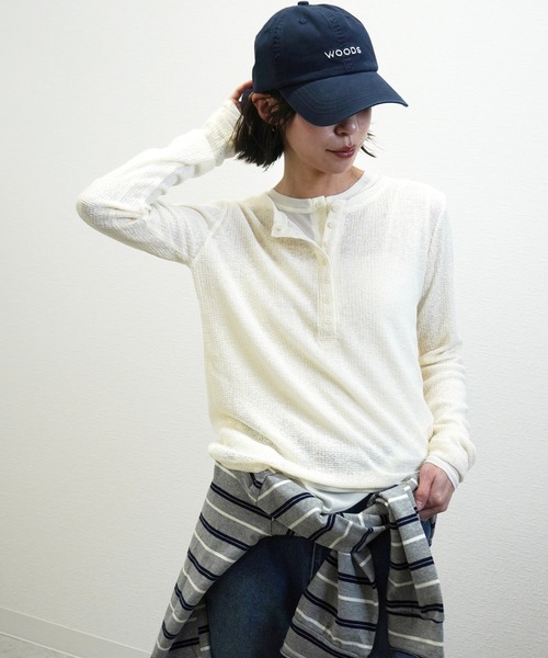 gossara(ゴサラ)の「【1枚持っておきたい】パワーネットレイヤードヘンリープルオーバー(Tシャツ/カットソー・レディース・Off White/ブラック・FREE)」の15枚目の写真