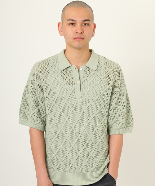 atmos(アトモス)の「atmos Diamond Mesh Openwork Knit / アトモス ダイアモンド メッシュ オープンワーク ニット(ニット/セーター・メンズ・ホワイト/ライトグリーン/ブラック・M/L/XL)」の3枚目の写真