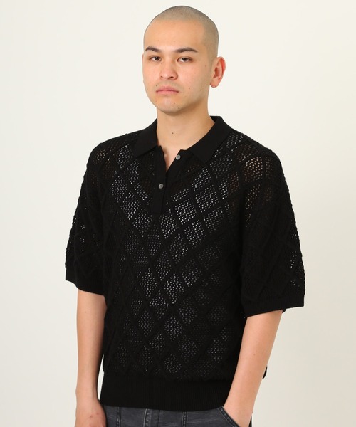 atmos(アトモス)の「atmos Diamond Mesh Openwork Knit / アトモス ダイアモンド メッシュ オープンワーク ニット(ニット/セーター・メンズ・ホワイト/ライトグリーン/ブラック・M/L/XL)」の2枚目の写真