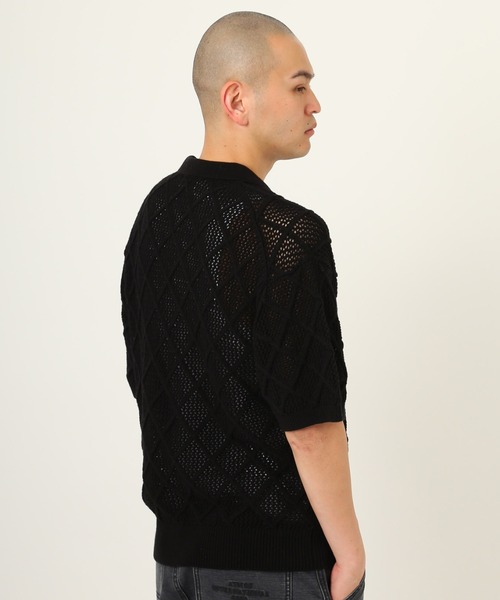 atmos(アトモス)の「atmos Diamond Mesh Openwork Knit / アトモス ダイアモンド メッシュ オープンワーク ニット(ニット/セーター・メンズ・ホワイト/ライトグリーン/ブラック・M/L/XL)」の9枚目の写真