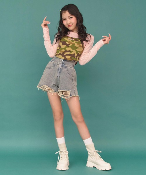 ANAP GｉRL（アナップガール）の「ハイウエストリングジップクラッシュショートパンツ（その他パンツ・キッズ・ブルー/ブラック/ベージュ・XS/S/M）」の19枚目の写真