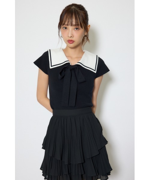 rienda（リエンダ）の「セーラーカラーデザインニットトップス 春服（ニット/セーター・レディース・イエロー/ブラック/マルチ・FREE）」の4枚目の写真