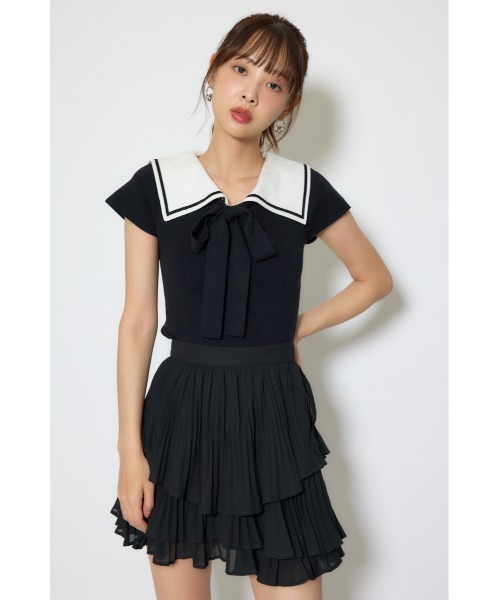 rienda（リエンダ）の「セーラーカラーデザインニットトップス 春服（ニット/セーター・レディース・イエロー/ブラック/マルチ・FREE）」の5枚目の写真