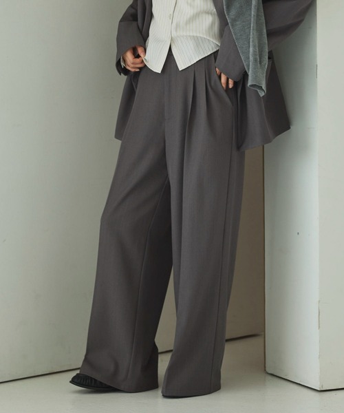 archives(アルシーヴ)の「【ONかわ】ウォッシャブルベルト付きスラックス(スラックス・レディース・グレー/ブラック/ベージュ・SMALL/MEDIUM)」の3枚目の写真