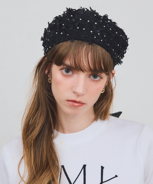 EIMY ISTOIRE（エイミーイストワール）の「ドットベレー帽（ハンチング/ベレー帽・レディース・ホワイト/ブラック・F）」の5枚目の写真