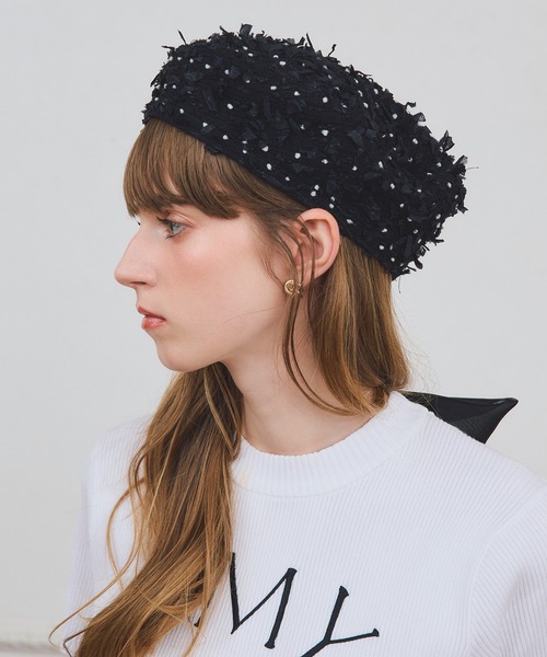 EIMY ISTOIRE（エイミーイストワール）の「ドットベレー帽（ハンチング/ベレー帽・レディース・ホワイト/ブラック・F）」の4枚目の写真