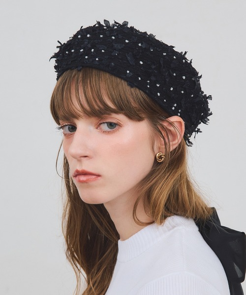 EIMY ISTOIRE（エイミーイストワール）の「ドットベレー帽（ハンチング/ベレー帽・レディース・ホワイト/ブラック・F）」の3枚目の写真