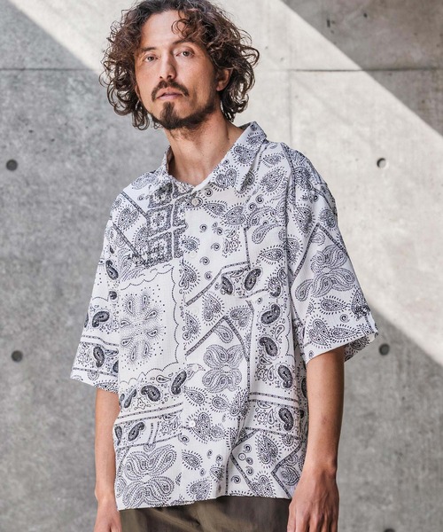 1minute 1second（ワンミニットワンセカンド）の「mhs2564-bandana print shrink shirt シャツ(1M26N150)（シャツ/ブラウス・メンズ・ブルー/ブラック/ホワイト・M/S/XL/L）」の15枚目の写真