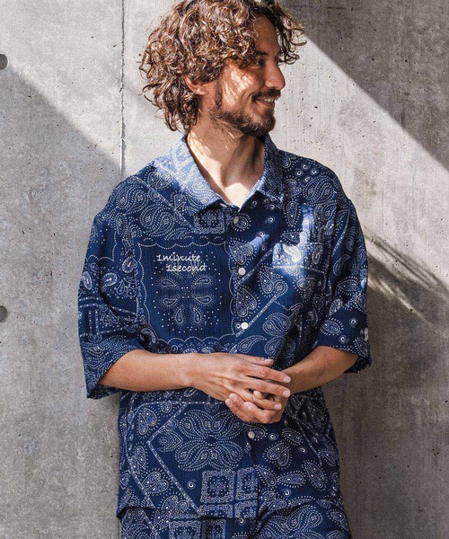1minute 1second（ワンミニットワンセカンド）の「mhs2564-bandana print shrink shirt シャツ(1M26N150)（シャツ/ブラウス・メンズ・ブルー/ブラック/ホワイト・M/S/XL/L）」の22枚目の写真
