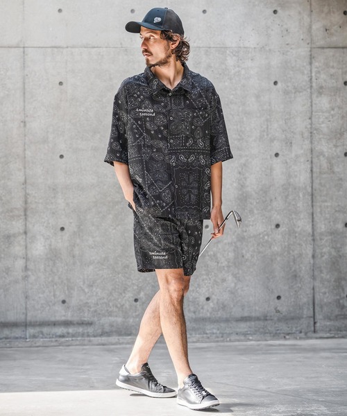 1minute 1second（ワンミニットワンセカンド）の「mhs2564-bandana print shrink shirt シャツ(1M26N150)（シャツ/ブラウス・メンズ・ブルー/ブラック/ホワイト・M/S/XL/L）」の4枚目の写真