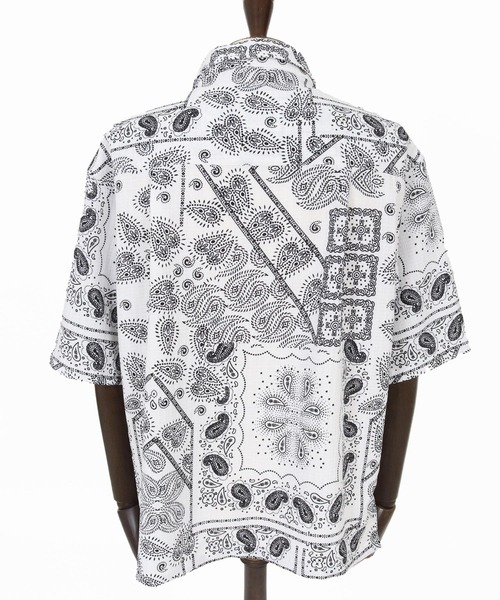 1minute 1second（ワンミニットワンセカンド）の「mhs2564-bandana print shrink shirt シャツ(1M26N150)（シャツ/ブラウス・メンズ・ブルー/ブラック/ホワイト・M/S/XL/L）」の8枚目の写真