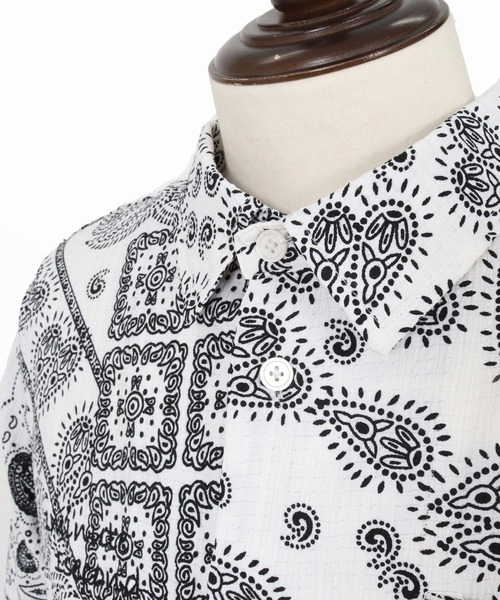 1minute 1second（ワンミニットワンセカンド）の「mhs2564-bandana print shrink shirt シャツ(1M26N150)（シャツ/ブラウス・メンズ・ブルー/ブラック/ホワイト・M/S/XL/L）」の9枚目の写真