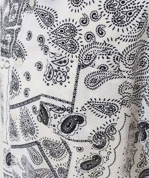 1minute 1second（ワンミニットワンセカンド）の「mhs2564-bandana print shrink shirt シャツ(1M26N150)（シャツ/ブラウス・メンズ・ブルー/ブラック/ホワイト・M/S/XL/L）」の13枚目の写真