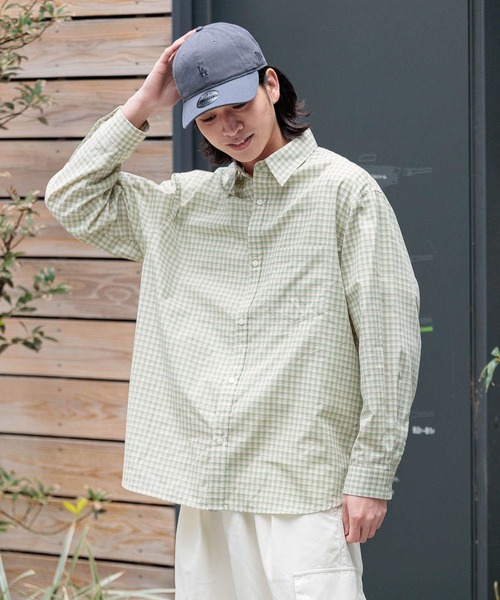 RAGEBLUE（レイジブルー）の「80TC Broad Check Over Shirt/ブロードミニチェックオーバーシャツ（シャツ/ブラウス・メンズ・ライトグリーン/ホワイト/ライトブルー/ブラック/ピンク・MEDIUM/LARGE）」の16枚目の写真