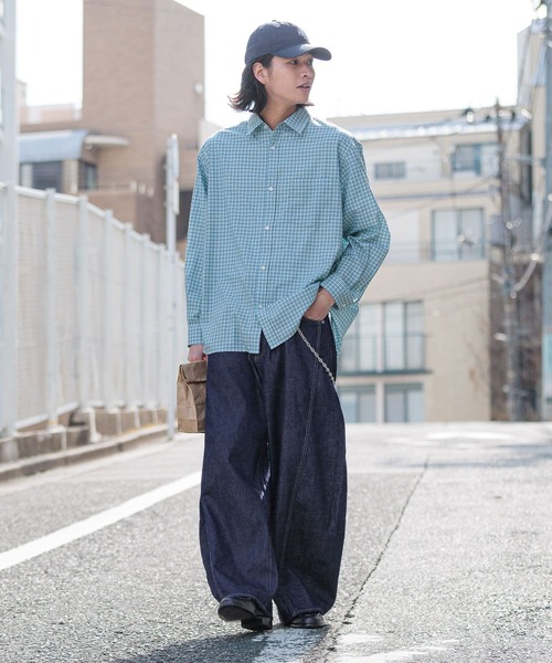 RAGEBLUE（レイジブルー）の「80TC Broad Check Over Shirt/ブロードミニチェックオーバーシャツ（シャツ/ブラウス・メンズ・ライトグリーン/ホワイト/ライトブルー/ブラック/ピンク・MEDIUM/LARGE）」の17枚目の写真