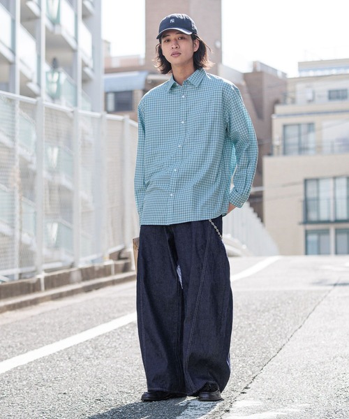 RAGEBLUE（レイジブルー）の「80TC Broad Check Over Shirt/ブロードミニチェックオーバーシャツ（シャツ/ブラウス・メンズ・ライトグリーン/ホワイト/ライトブルー/ブラック/ピンク・MEDIUM/LARGE）」の18枚目の写真