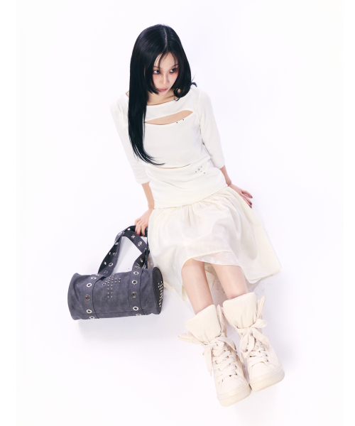 SETUP-EXE（セットアップイーエックスイー）の「EYELET STRAP DUFFLE BAG / CHARCOAL（ボストンバッグ・レディース・その他・OS）」の6枚目の写真
