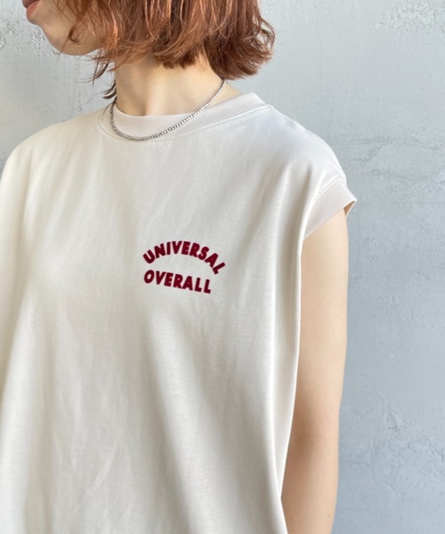 UNIVERSAL OVERALL（ユニバーサルオーバーオール）の「【WEB先行予約】［UNIVERSAL OVERALL/ユニバーサルオーバーオール］フロッキーワンポイントロゴ ノースリーブ マキシ丈ワンピース（ワンピース・レディース・ブラック/アイボリー/ネイビー・F）」の14枚目の写真