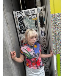 フラワーコラージュラメジャージーTシャツ