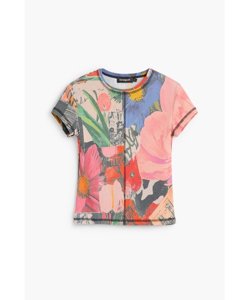 Desigual(デシグアル)の「フラワーコラージュラメジャージーTシャツ(Tシャツ/カットソー・レディース・レッド・M/L/XL/XS/S)」の9枚目の写真