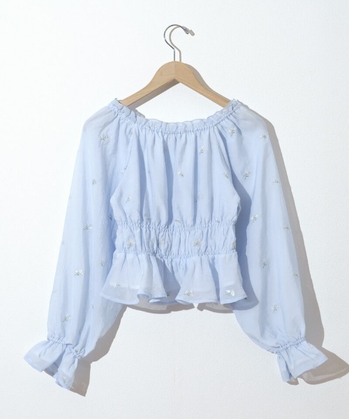 flower（フラワー）の「シャイニーフラワーブラウス（シャツ/ブラウス・レディース・ブルー/ホワイト・FREE）」の19枚目の写真